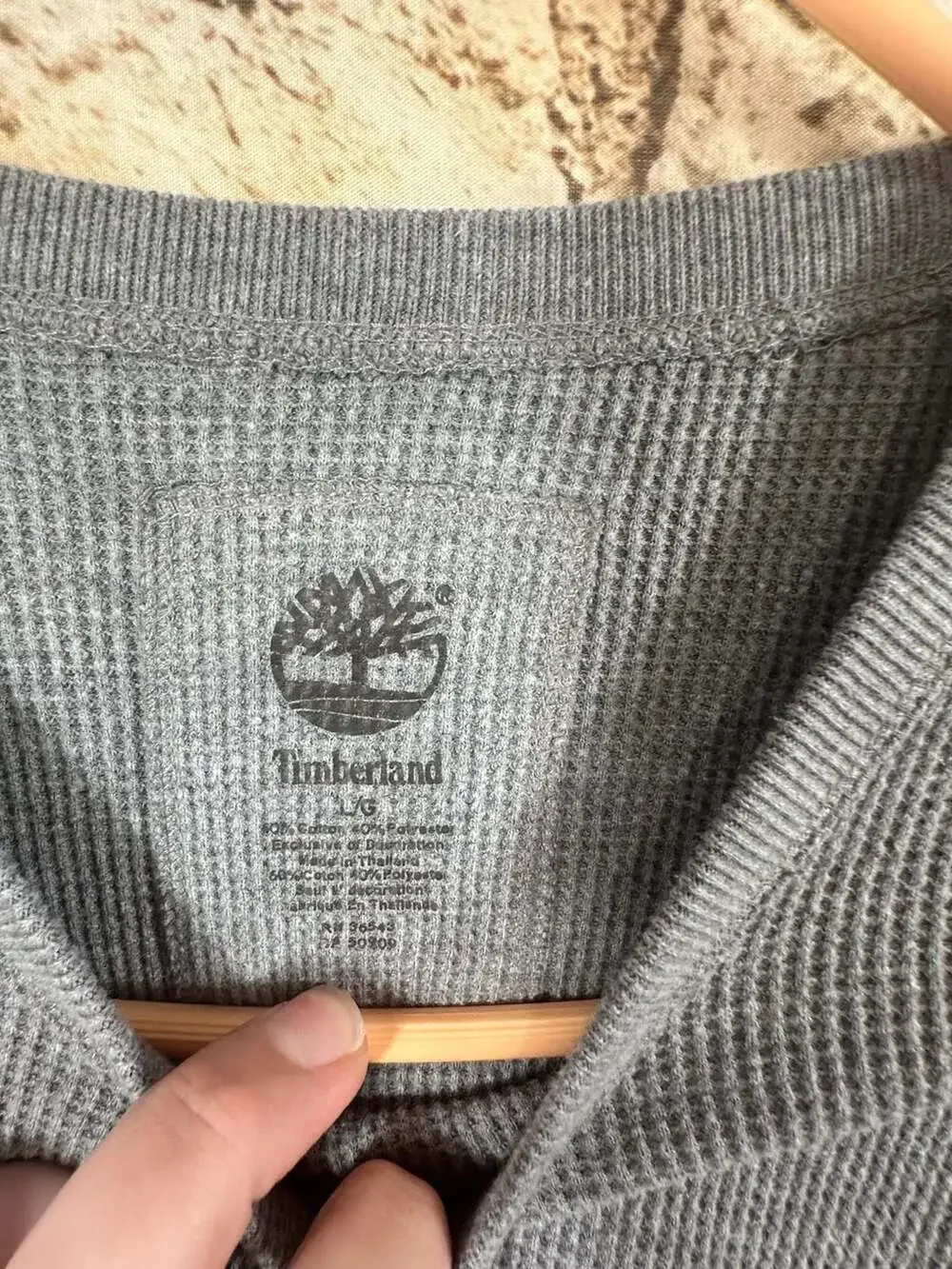 Timberland Waffle Knit Long Sleeve Crewneck Size L Gray